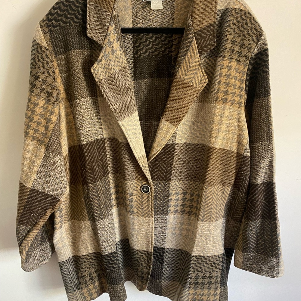 Women's Vintage Plus‎ Sized Patchwork Plaid Jacket